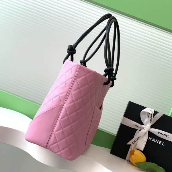 Chanel Pink / Milk tea color / White / Black Basket Tote Bags / Shoulder Bags - Image 7