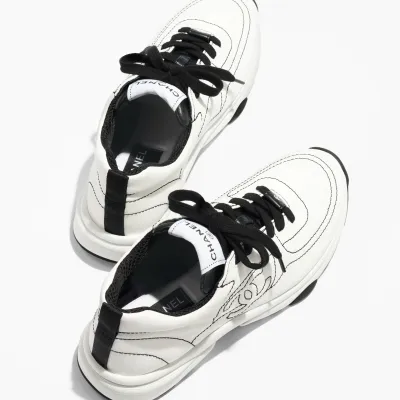 White and black cotton Chanel Sneakers