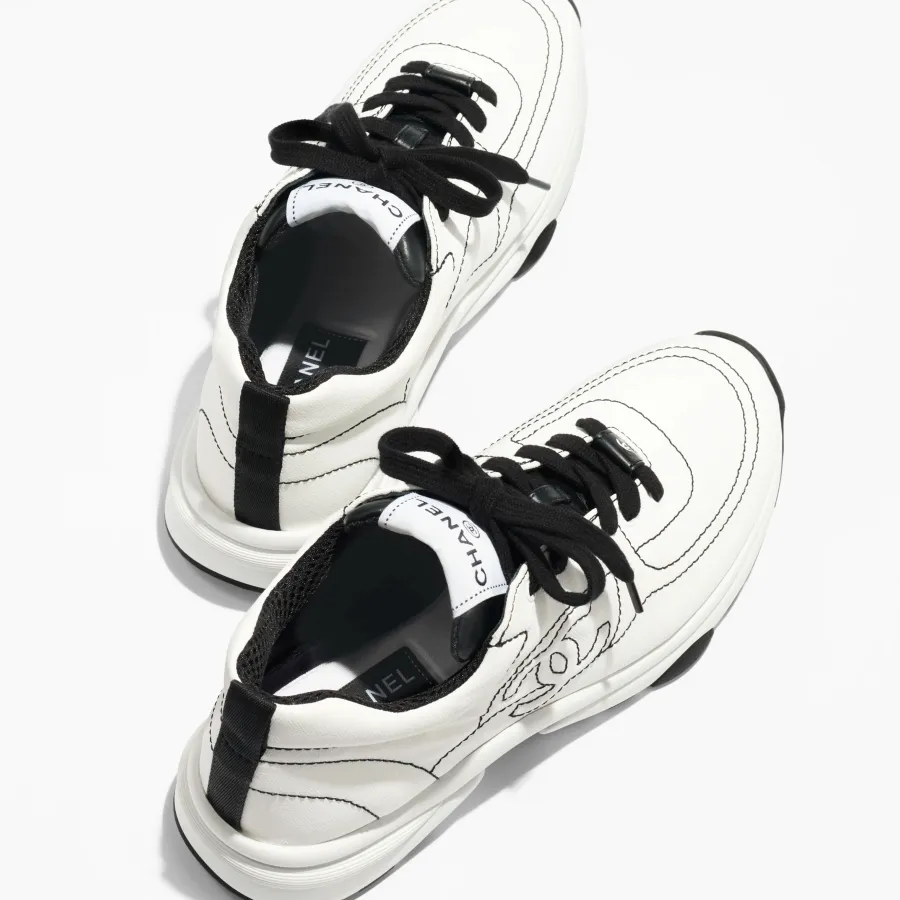 White and black cotton Chanel Sneakers