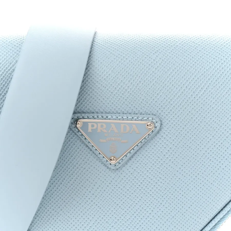 Prada Medium Triangle Shoulder Belt Bag Astrale Saffiano Leather Silver Hardware