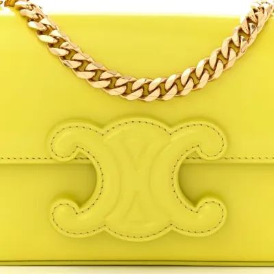 Celine Small Cuir Triomphe Chain Shoulder Bag Anis Shiny Calfskin Leather Gold Hardware