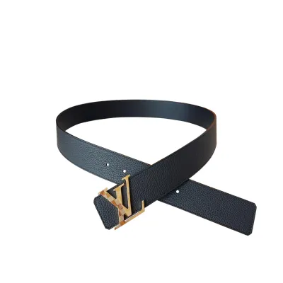 Louis Vuitton Men's Damier Buckle Reversible Belt In Black Calfskin With Gold/Silver Hardware 40mm