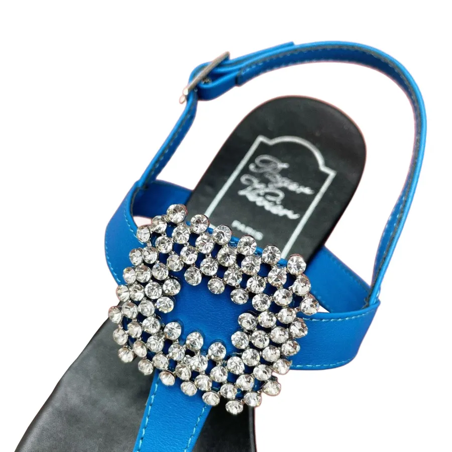 Roger Vivier Viv' By The Sea Sandals In White/Black/Blue/Silver/Brown Leather With Crystal Buckle