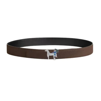 Hermès Women' s Artificier Buckle Reversible Belt In Black/Brown/Etoupe/Coffee/Blue Calfskin With Silver Hardware 32mm