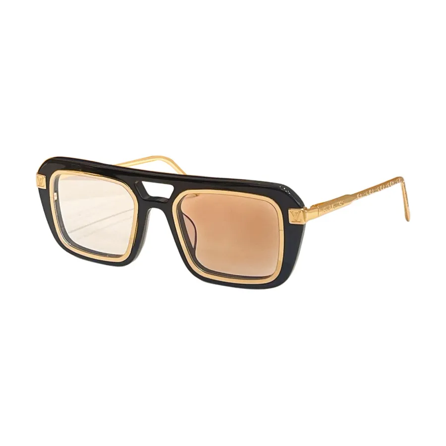 Louis Vuitton square frame glasses purple black/tawny black color Size 51口22-140