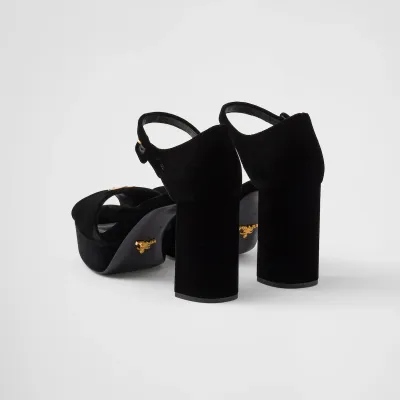 PRADA Black velvet platform sandals