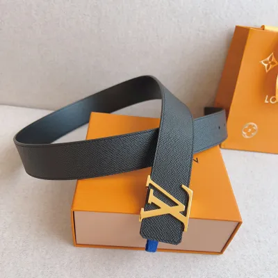 Louis Vuitton Men's Initiales Belt In Black Calfskin With Gold/Silver Hardware 40mm