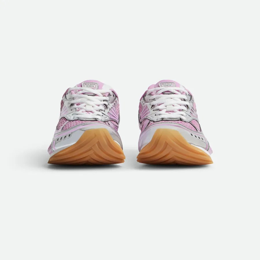 Bottega Veneta Orbit Sneakers In Silver/Pink Technical Fabric And Mesh Lace-Up Sneaker