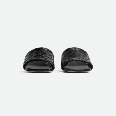 Bottega Veneta Parco Mule In Black Intrecciato Leather Kitten-Heel Mule Sandal (Heel Height 4.5cm)