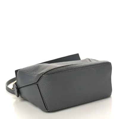 Loewe Puzzle Edge Bag Mini Gunmetal Soft Grained Calfskin Leather