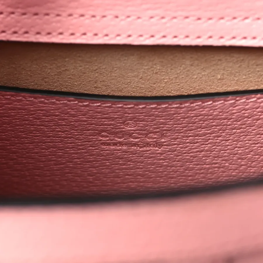 Gucci Mini Diana Tote Bag Wild Rose / Black Textured Calfskin Leather Gold Hardware