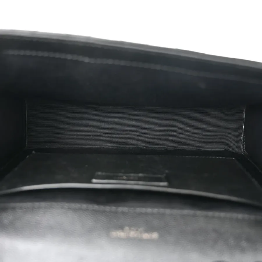 Saint Laurent Medium Satchel Black Triquilt Monochrome Monogram Grain De Poudre Textured Mixed Matelasse Leather Black Hardware