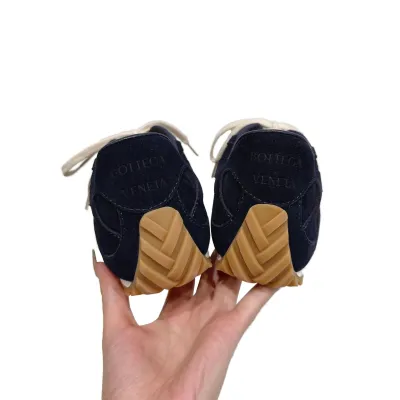Bottega Veneta Orbit Flash Sneakers In Dark Blue Suede Lace-Up Sneaker