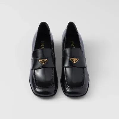 PRADA Black shiny leather loafers