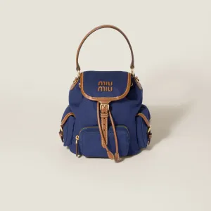 Miu Miu Blue Canvas and Leather Backpacks