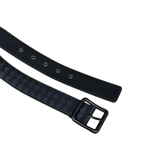 Bottega Veneta Men's Square Buckle Intrecciato Belt In Black/Coffee/Blue/Grey Calfskin With Silver/Black Hardware 40mm - Image 4