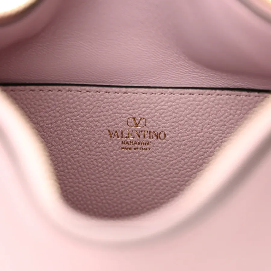 Valentino Garavani Small Rockstud Hobo Bag Water Lilac Grained Calfskin Leather Gold Hardware