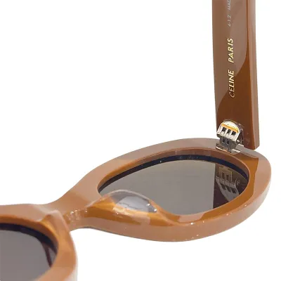 Celine Oval glasses brown/white/black/ivory/leopard color Size 52口22-145