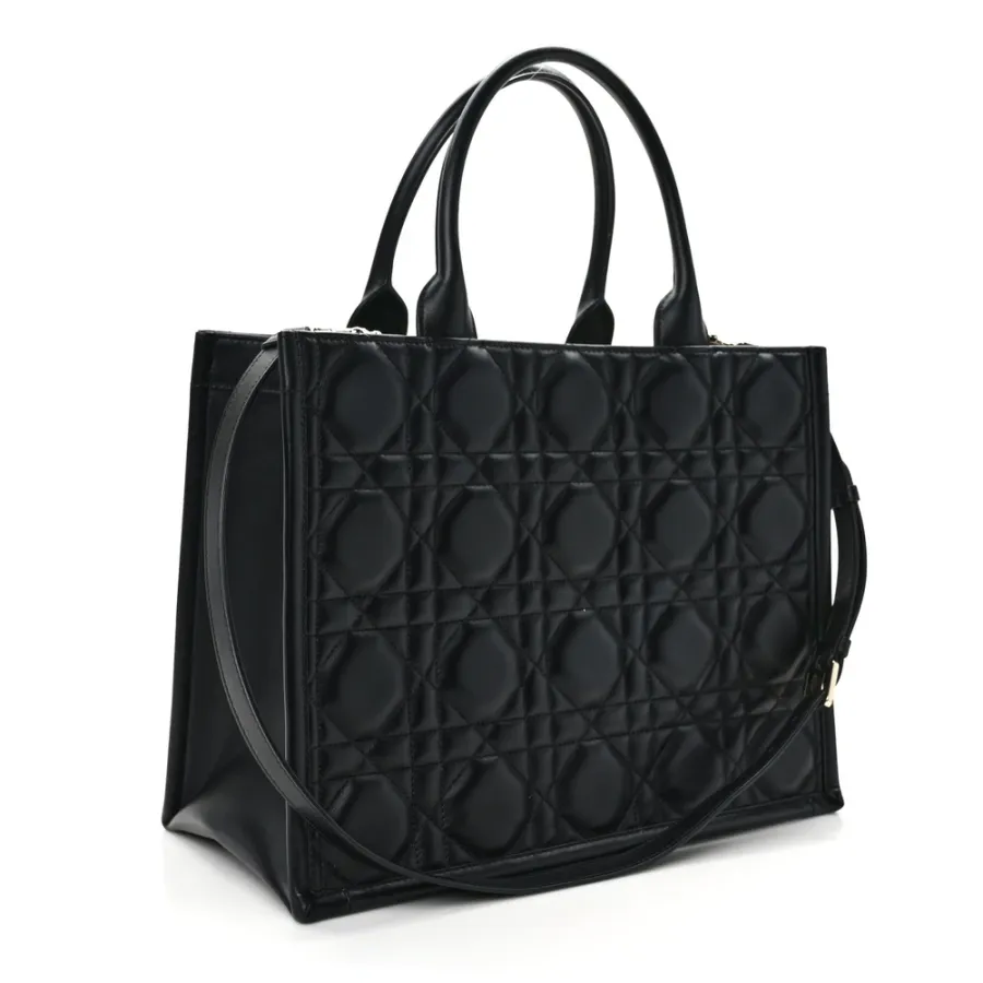 Dior Medium Book Tote Black Macrocannage Calfskin Leather Gold Hardware