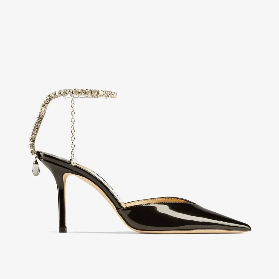 JIMMY CHOO Crystal decorated black patent leather heels