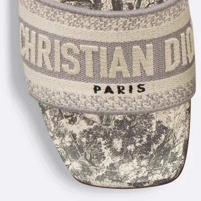 Dior grey thick bottom square head high-heeled slippers