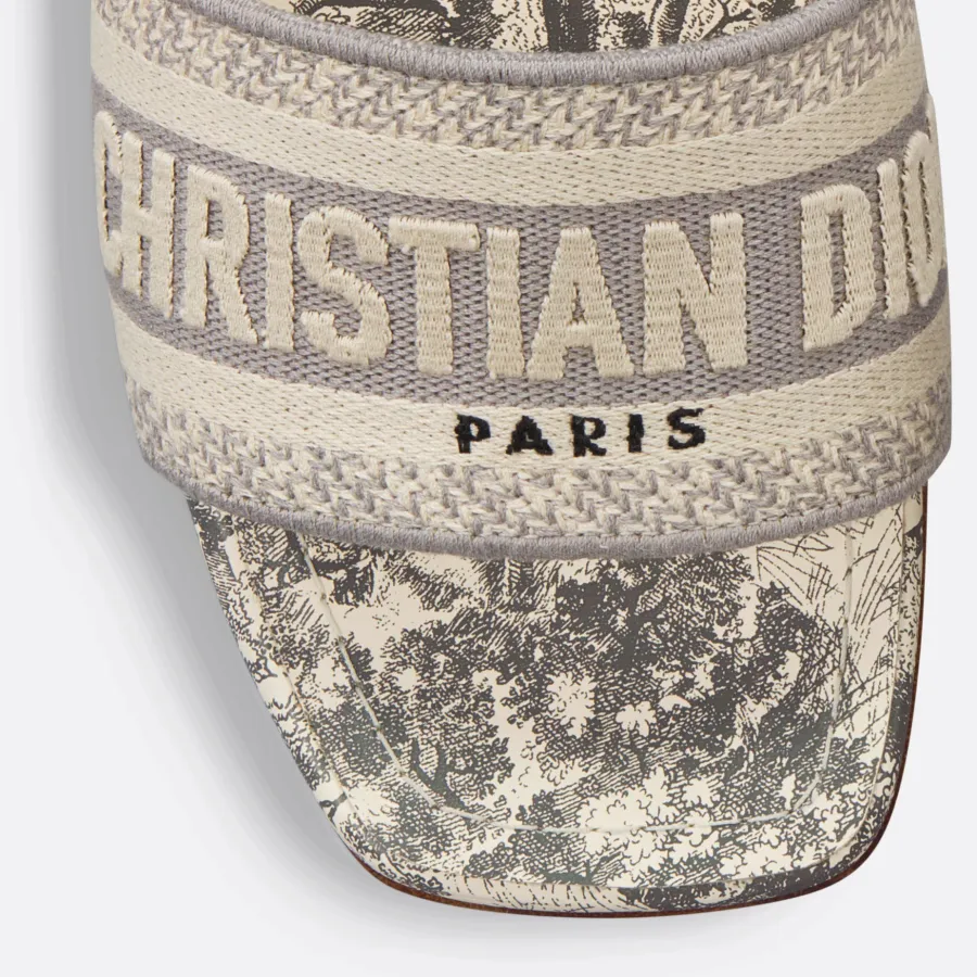 Dior grey thick bottom square head high-heeled slippers