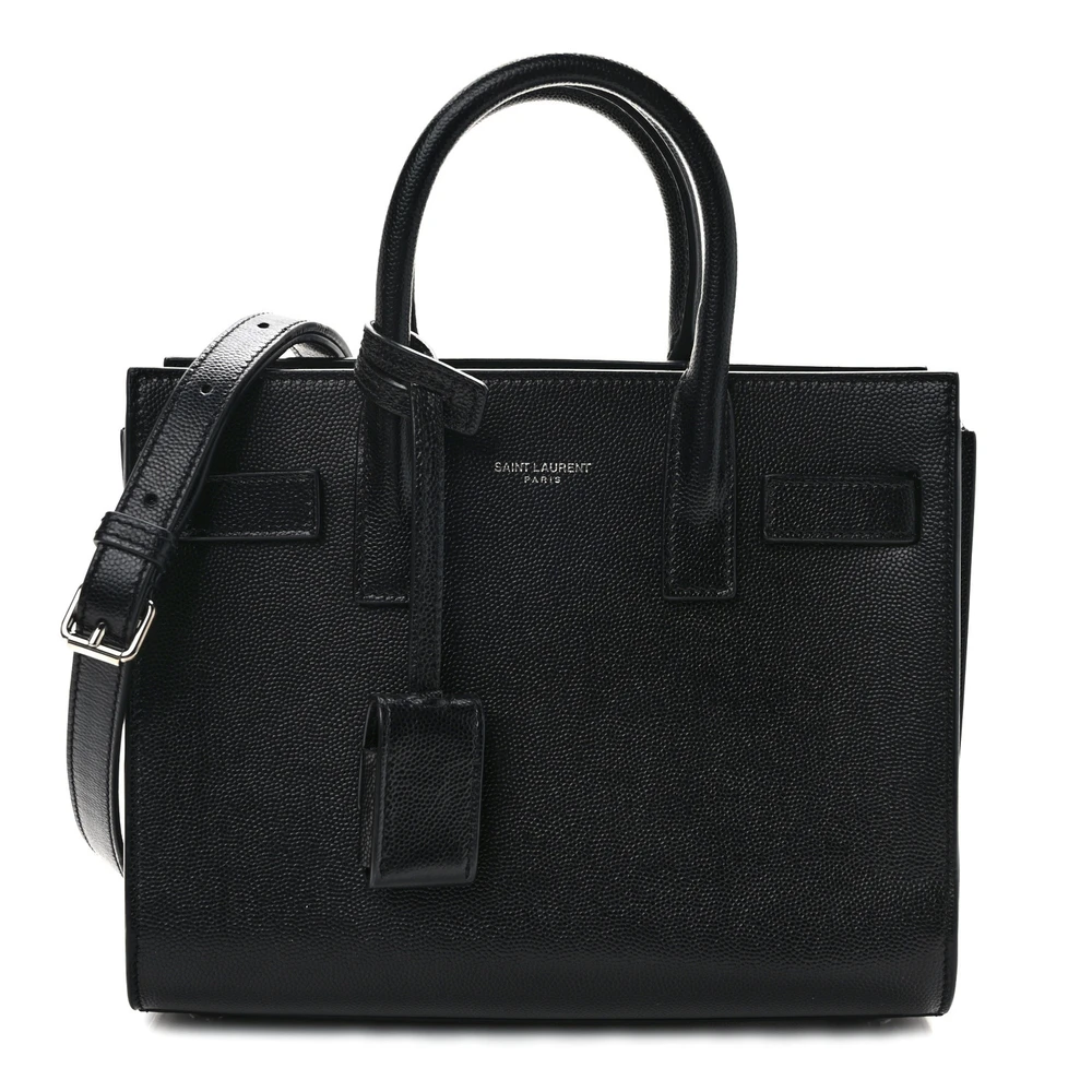 Saint Laurent Nano Sac De Jour em Couro Calfskin Granulado Preto