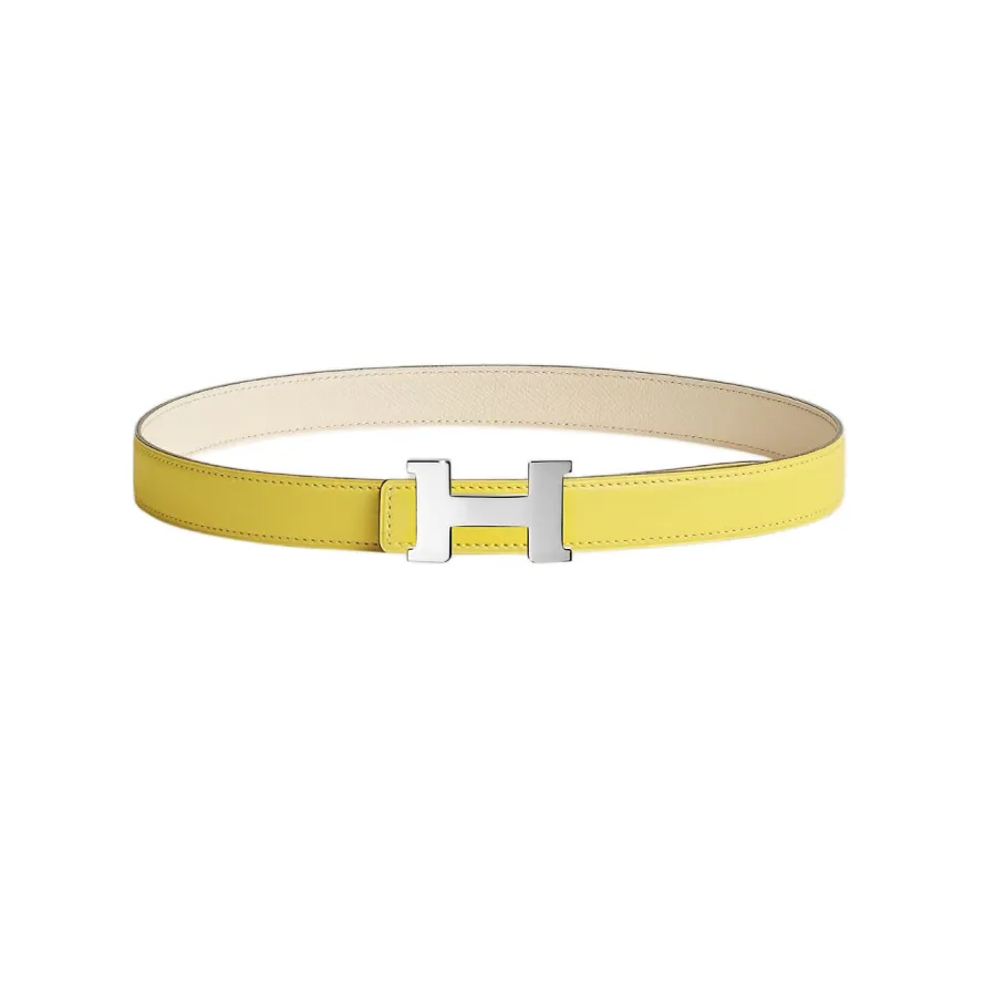 Hermès Women' s Mini Constance Buckle Reversible Belt In Yellow/Blue/White/Brown/Coffee Calfskin With Gold/Silver Hardware 24mm
