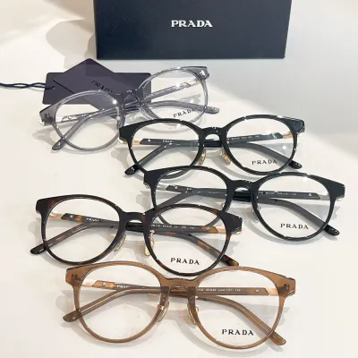 Prada Boston frame glasses brown/grey/black/leopard color transparent lens Size 54口18-140