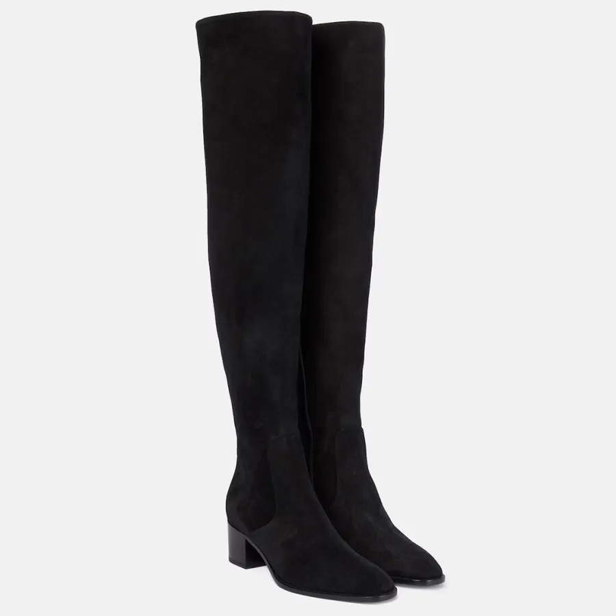 Christian Louboutin Square toe thick heeled suede over knee boots (low heeled)