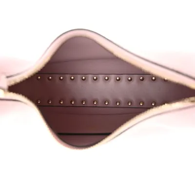 Valentino Garavani Small Rockstud Hobo Bag Water Lilac Grained Calfskin Leather Gold Hardware