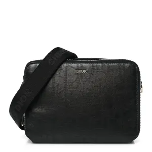 Dior Small Messenger Black Multicolor Galaxy Perforated Oblique Calfskin Leather Silver Hardware