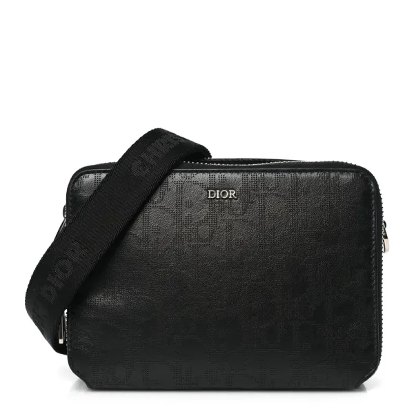 Dior Small Messenger Black Multicolor Galaxy Perforated Oblique Calfskin Leather Silver Hardware