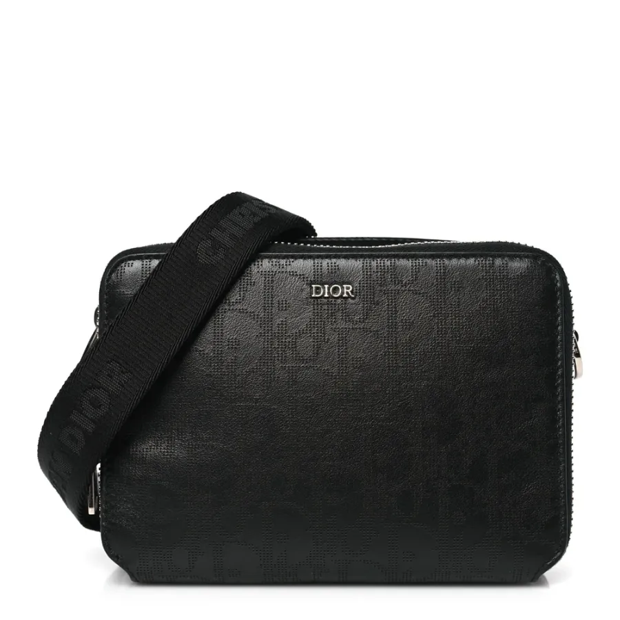 Dior Small Messenger Black Multicolor Galaxy Perforated Oblique Calfskin Leather Silver Hardware