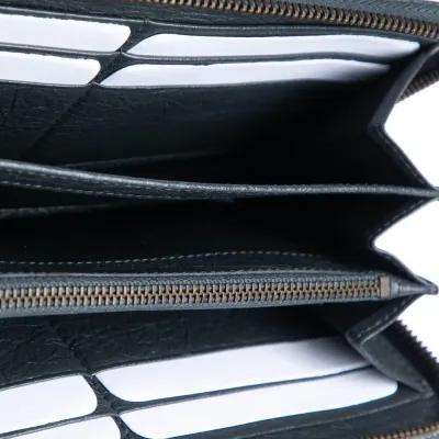 Balenciaga Medium Continental Wallet Grey Goatskin Leather Black Hardware