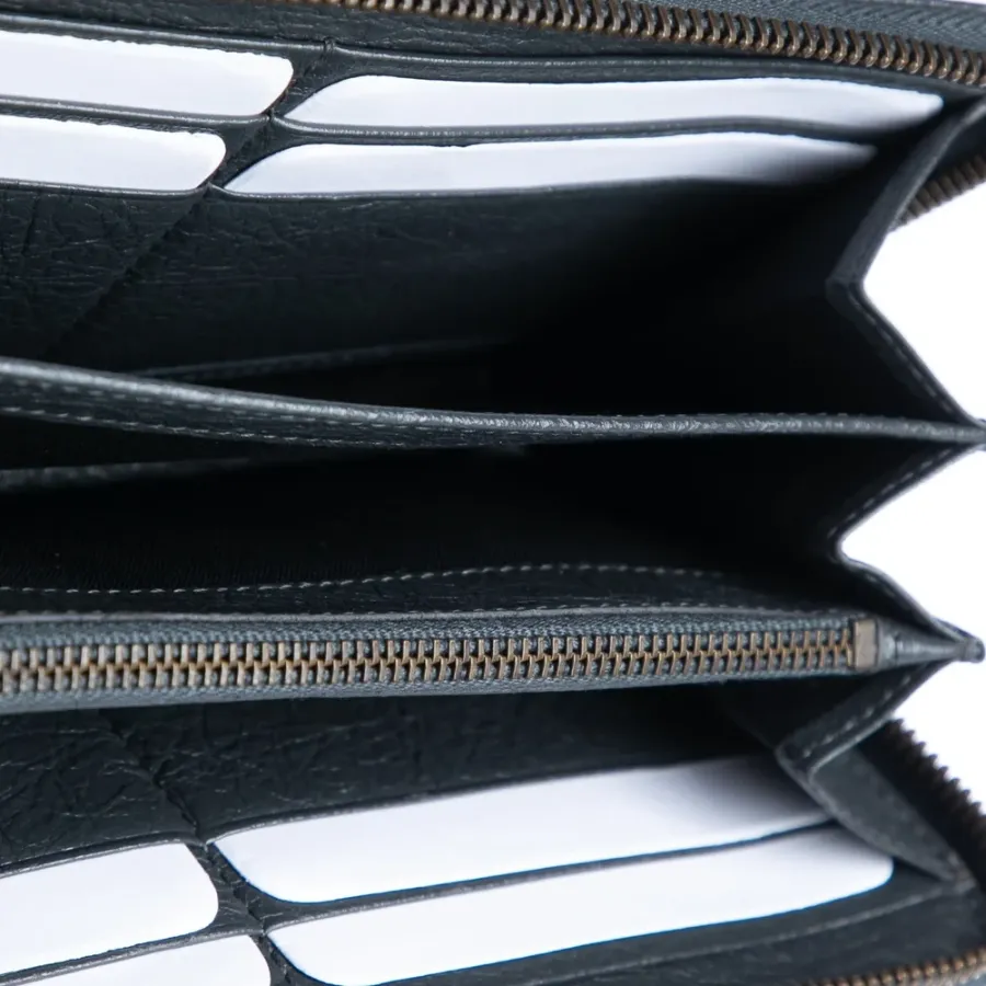 Balenciaga Medium Continental Wallet Grey Goatskin Leather Black Hardware