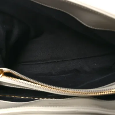 Saint Laurent Medium Loulou Chain Satchel Crema Soft Y-Quilted Monogram Calfskin Leather Silver Hardware