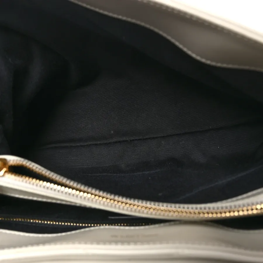 Saint Laurent Medium Loulou Chain Satchel Crema Soft Y-Quilted Monogram Calfskin Leather Silver Hardware