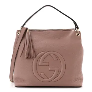 Gucci Large Soho Hobo Camel Pebbled Calfskin Leather Brass Hardware