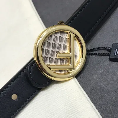 Fendi Women's F Logo Round Buckle Belt In Black/Brown/Grey/Pink Calfskin With Gold/Silver Hardware 20mm