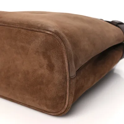 Prada Large Double Belt Tote Cacao Scamosciato Suede Leather