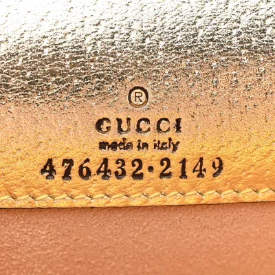 Gucci Super Mini Dionysus Shoulder Bag Metallic Gold Calfskin Leather Aged Silver Hardware