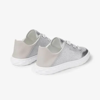 JIMMY CHOO Silver sparkly leather sneakers