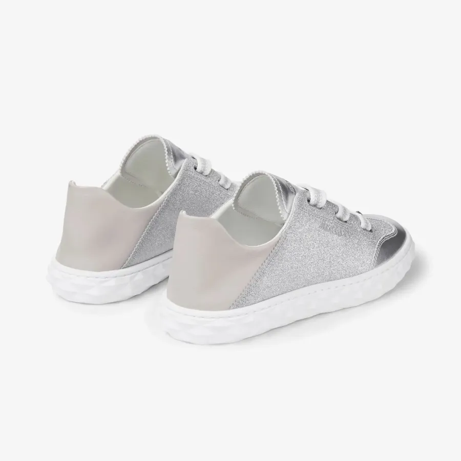 JIMMY CHOO Silver sparkly leather sneakers