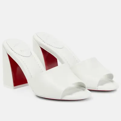 Christian Louboutin White round-toed high-heeled slippers
