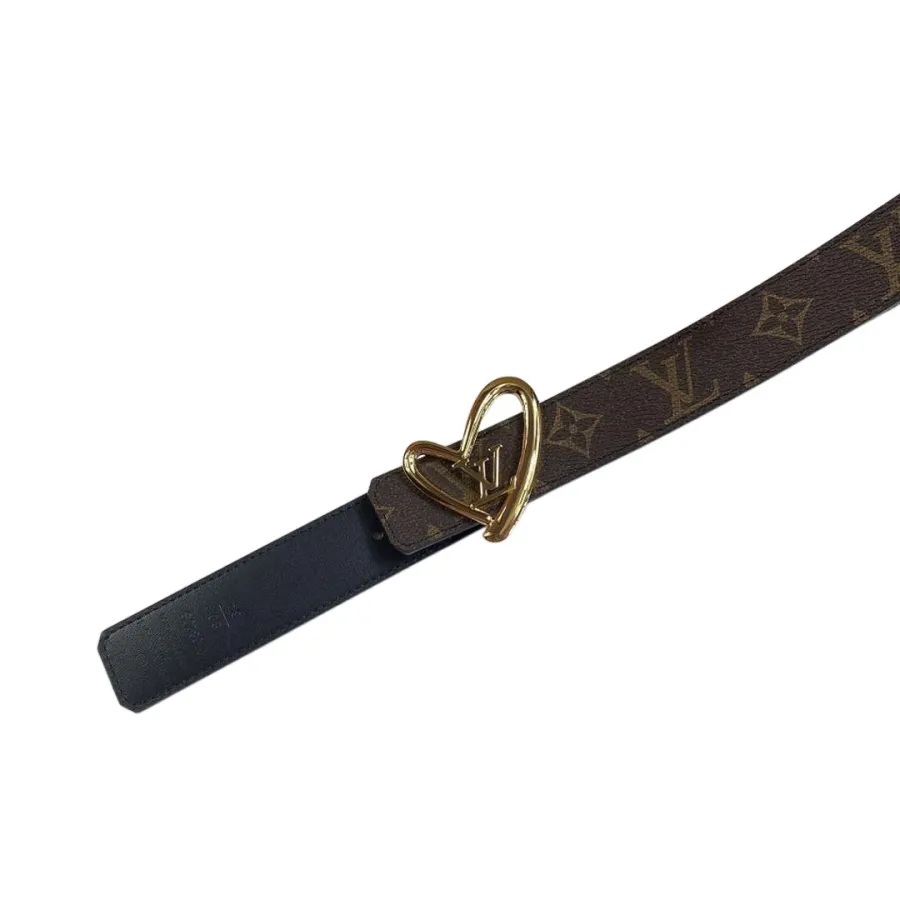 Louis Vuitton Women's The Knot Reversible Belt In Black Calfskin And Monogram Canvas With Gold Hardware 20mm