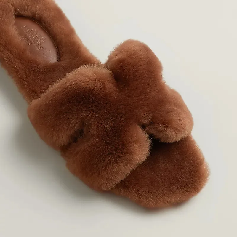 HERMES Oran plush Slippers