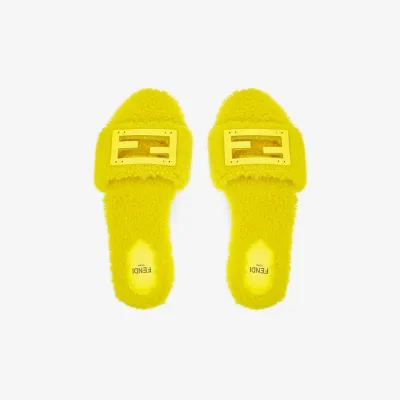 FENDI Yellow woolen sheepskin sandals