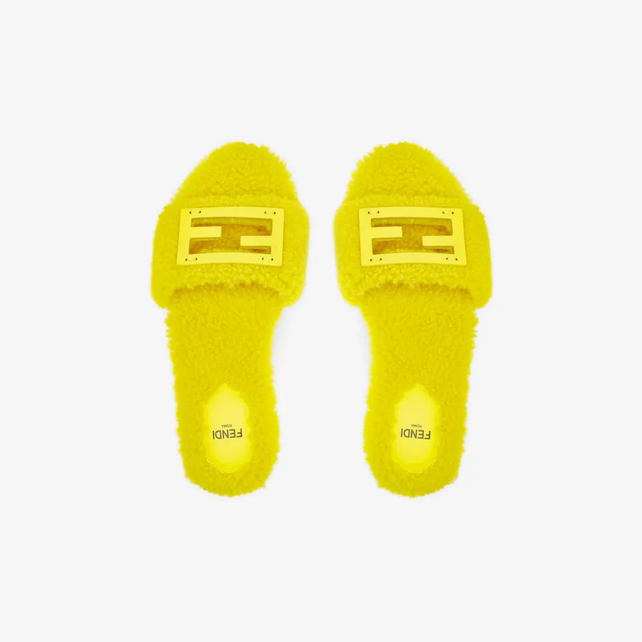 FENDI Yellow woolen sheepskin sandals