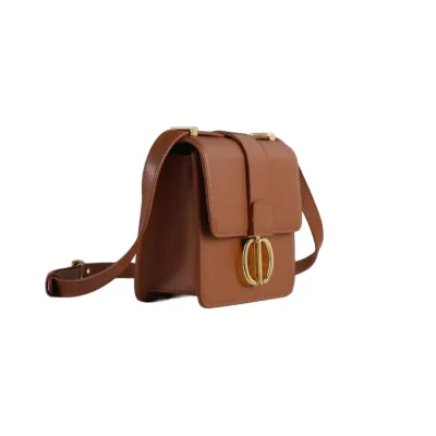 Dior 30 Montaigne Bag In Dark Bronze/Beige/White/Black Box Calfskin Gold Hardware